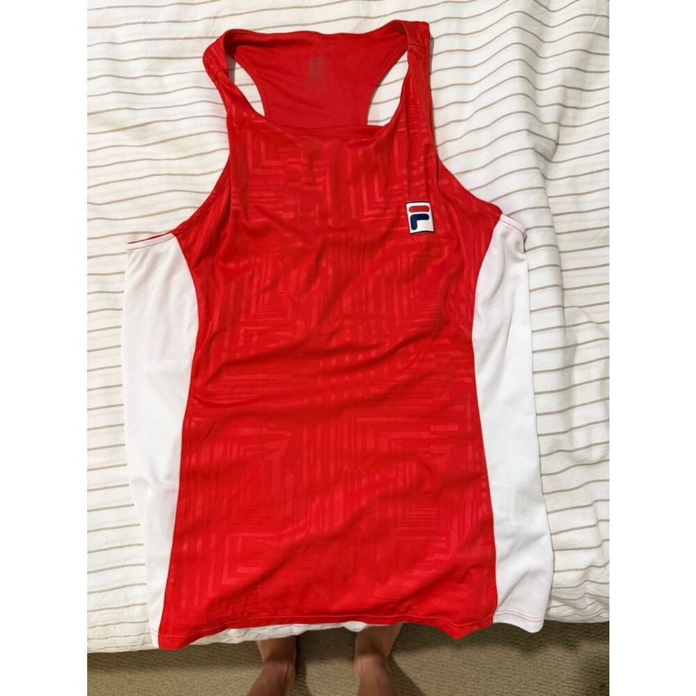 Fila Red and White Racerback Tank Top